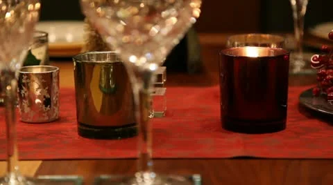 Christmas table CU RL pan mid focus RT v2 스톡 동영상 18118458