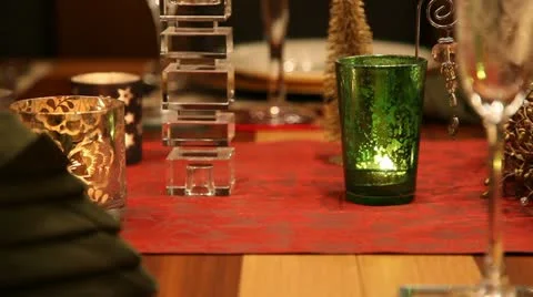 Christmas table CU RL pan mid focus RT v3 스톡 동영상 18120578