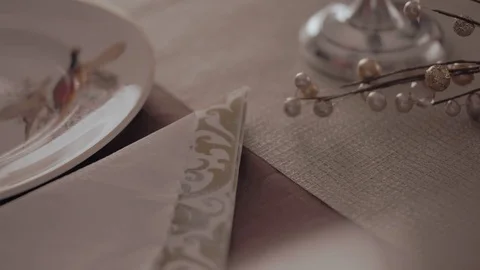 Christmas Table Cutlery Stock Footage 72834125