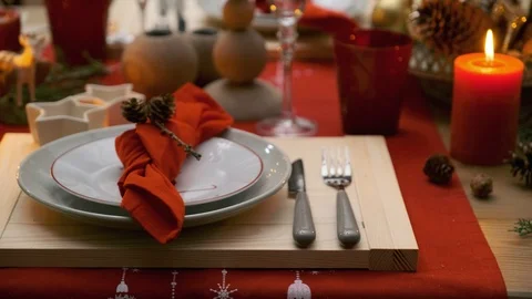 Christmas table decoration Vídeo Stock 120204125