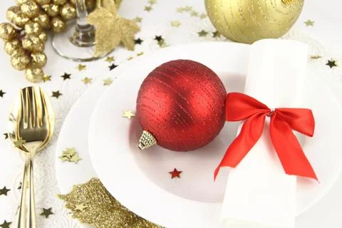 Christmas table decoration Stock Photos