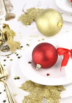 Christmas table decoration Stock Photos