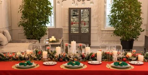 Christmas table decoration Stock Photos