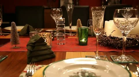 Christmas table MS RL pan mid focus RT v3 Stock-Footage 18134931