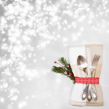 Christmas table place setting Stock Photos