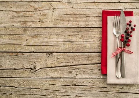 Christmas table place setting Stock Photos