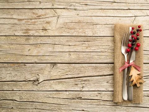 Christmas table place setting Stock Photos