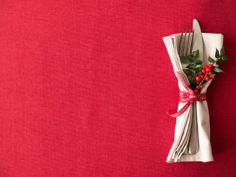Christmas table place setting Foto stock