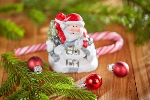 Christmas table with santa clause Stock Photos