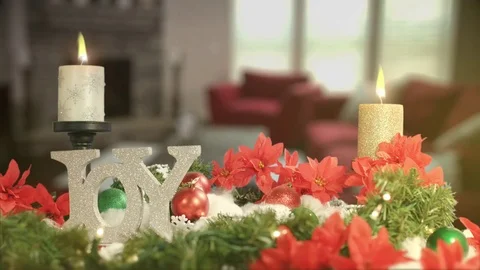Christmas Table Scene with Candles Stock Footage 82279368