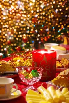 Christmas table set Stock Photos