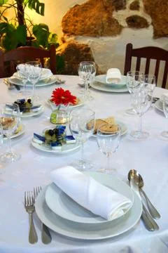 Christmas table set Stock Photos