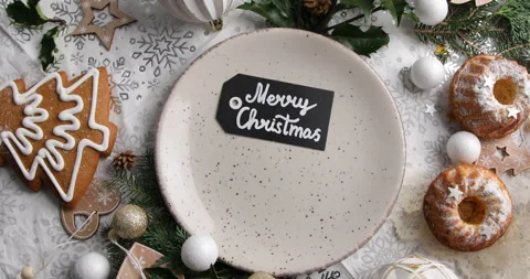 Christmas table setting. Holiday concept Stock Footage 221993179