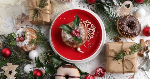 Christmas table setting. Holiday concept Stock Footage 221993409