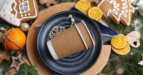 Christmas table setting. Holiday concept Stock Footage 221993692