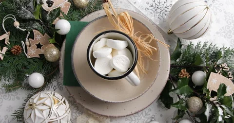 Christmas table setting. Holiday concept Stock Footage 222500918