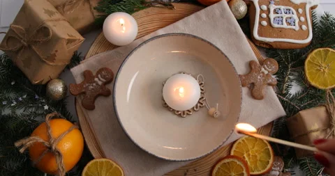 Christmas table setting. Holiday concept Stock Footage 222502017