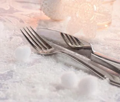Christmas table setting Stock Photos