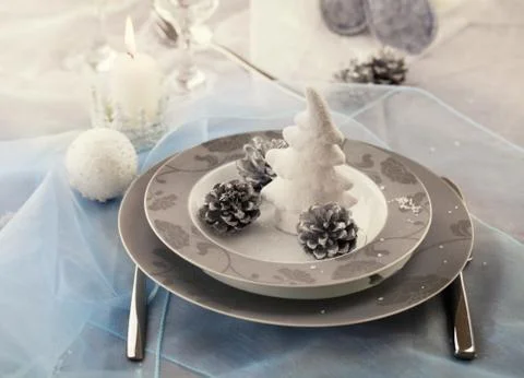Christmas table setting Stock Photos