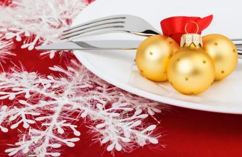 Christmas table setting Stock Photos