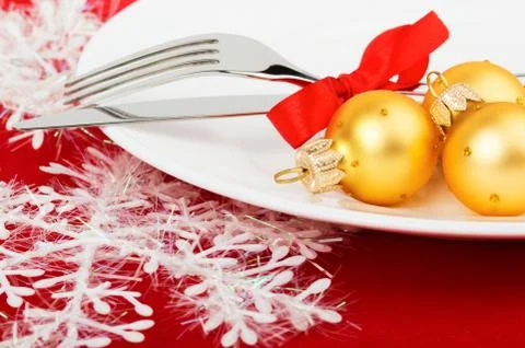 Christmas table setting Stock Photos