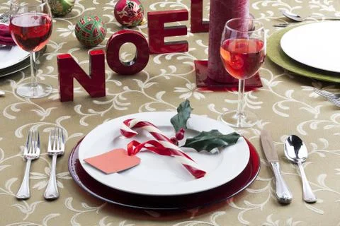 Christmas table setting Stock-Fotos