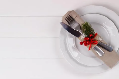 Christmas table setting Stock Photos