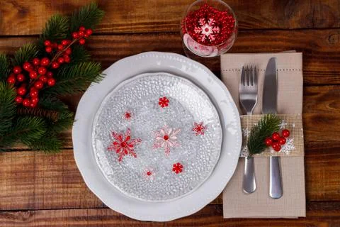 Christmas table setting Stock Photos