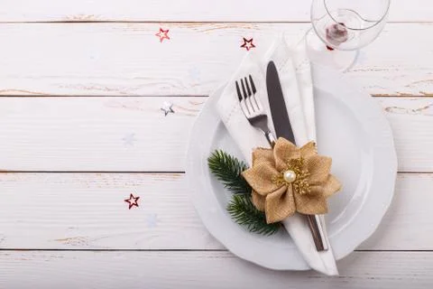 Christmas table setting Stock Photos
