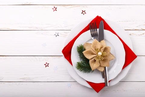 Christmas table setting Stock Photos