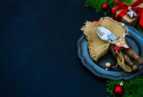 Christmas table setting Stock Photos