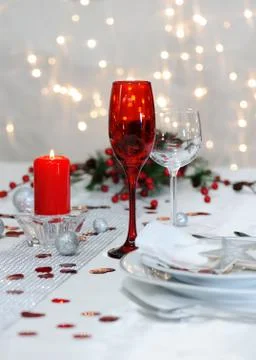 Christmas table setting Stock Photos