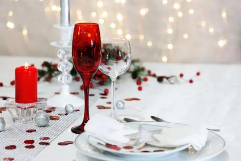 Christmas table setting Stock Photos