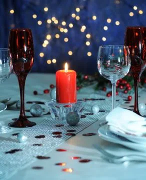 Christmas table setting Stock Photos