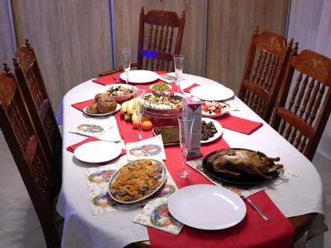 Christmas table setting Stock Photos