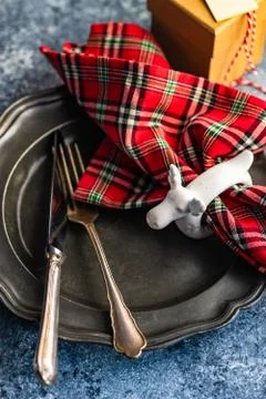 Christmas table setting Stock Photos