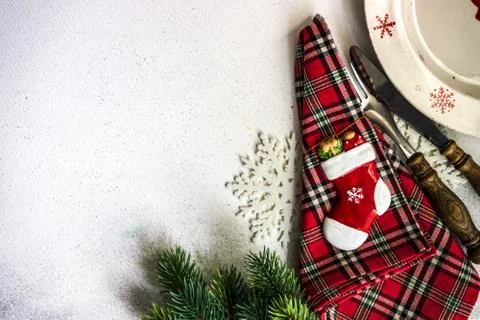 Christmas table setting Stock Photos