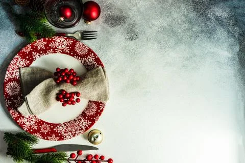 Christmas table setting Stock Photos