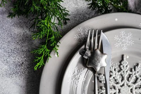 Christmas table setting Stock Photos