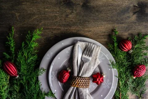 Christmas table setting Stock Photos