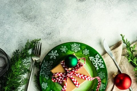 Christmas table setting Foto stock