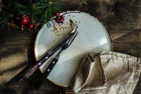 Christmas table setting Foto stock