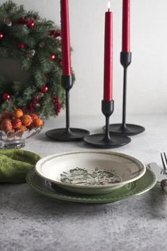 Christmas table setting. Stock Photos