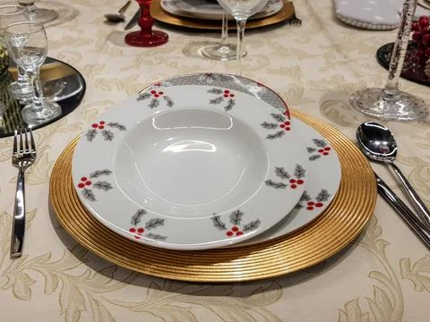 Christmas table setting Stock Photos