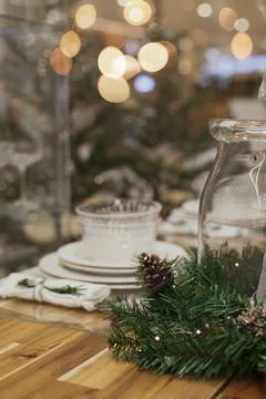 Christmas table setting Stock Photos