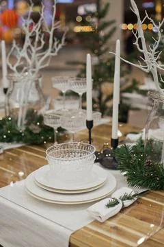 Christmas table setting Foto stock
