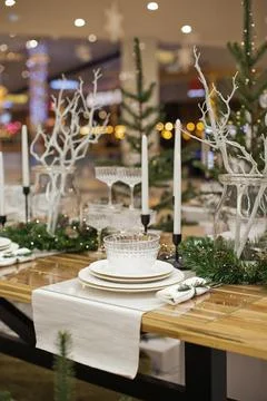 Christmas table setting Stock Photos