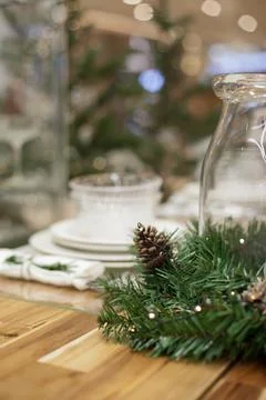 Christmas table setting Foto stock