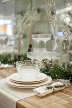 Christmas table setting Stock Photos