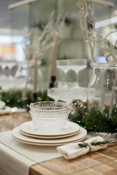 Christmas table setting Stock Photos